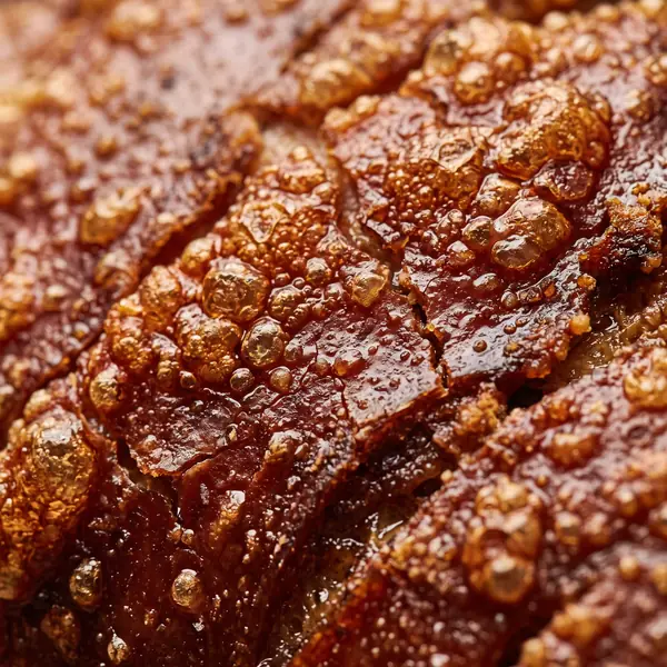 Crispy lechon skin macro view