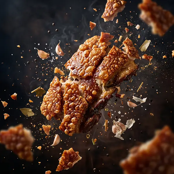 Crispy lechon skin shattering
