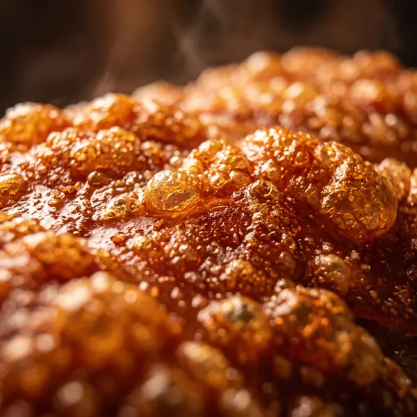 Lechon crackling skin macro shot