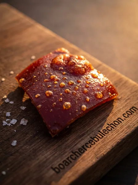 Cebu lechon crackling on a wooden board with coarse salt