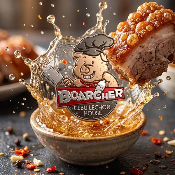 Lechon dipped in vinegar splash