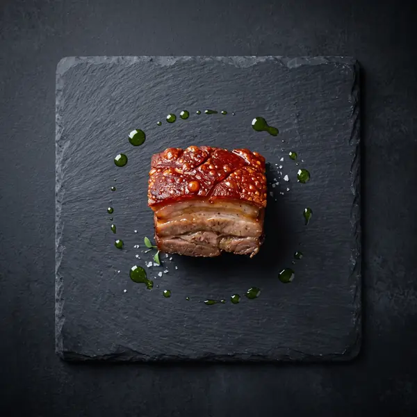 Lechon portion on slate board