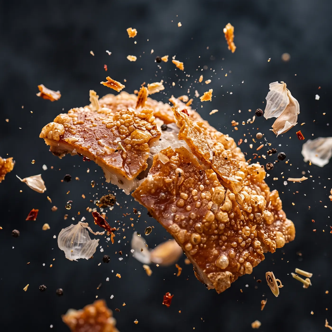 Lechon skin shattering in air