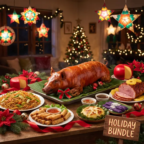 Lechon with christmas lanterns