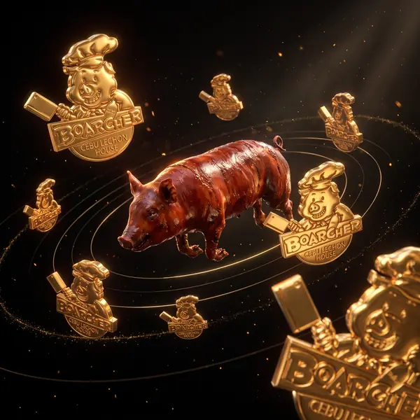 Mahogany lechon floating in void