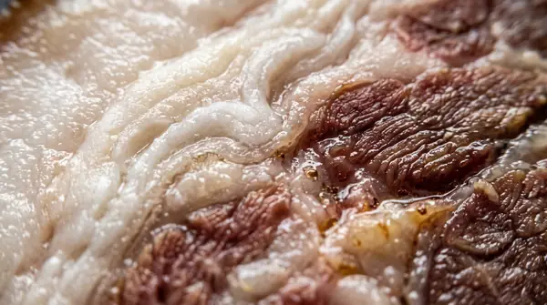 Microscopic view of meat marbling