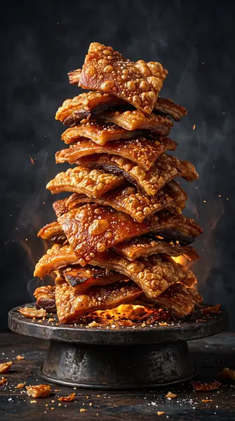 Stack of crispy lechon skin