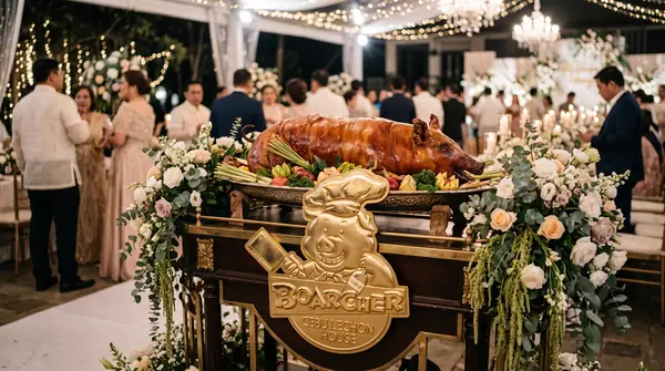 Wedding banquet with whole lechon