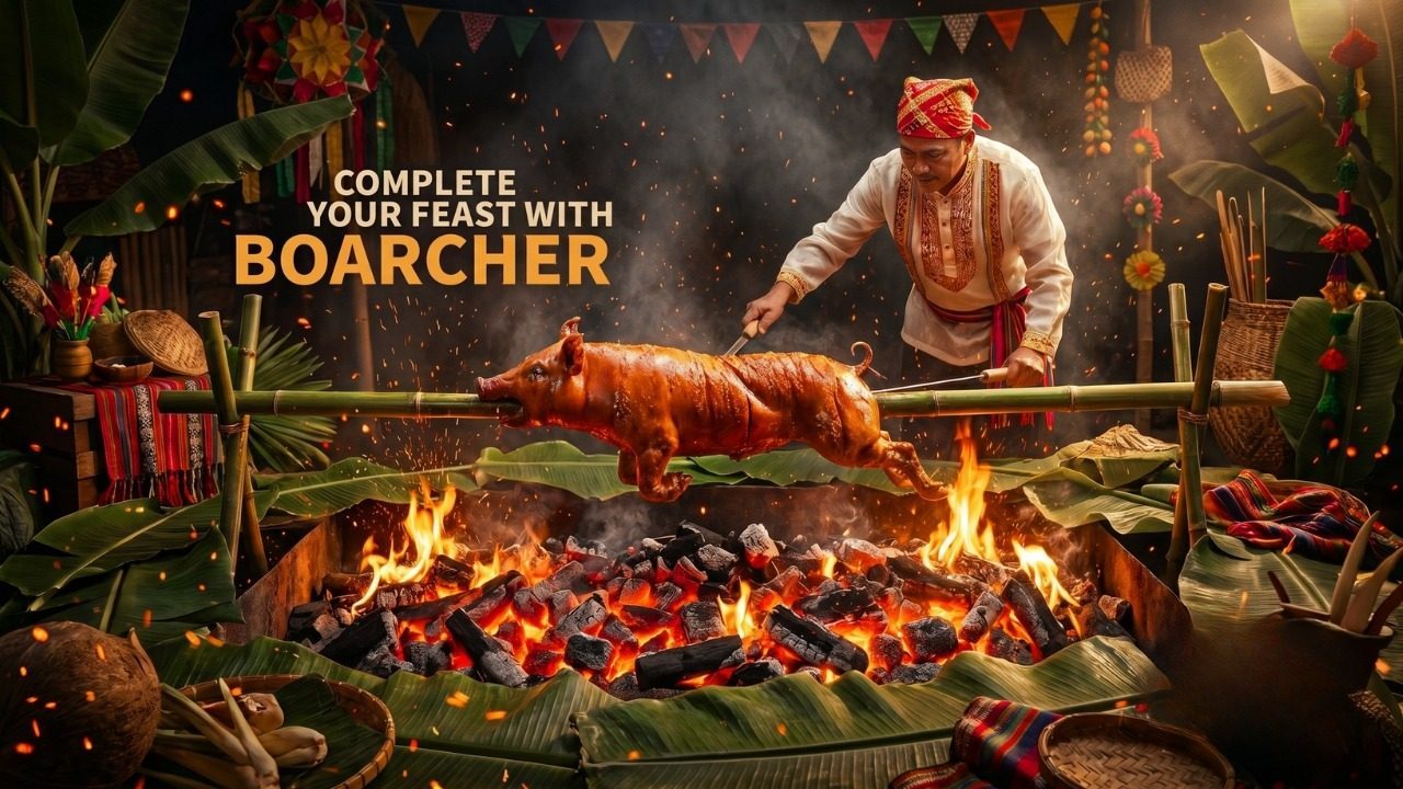 Lechon baboy as the centerpiece of a Filipino feast